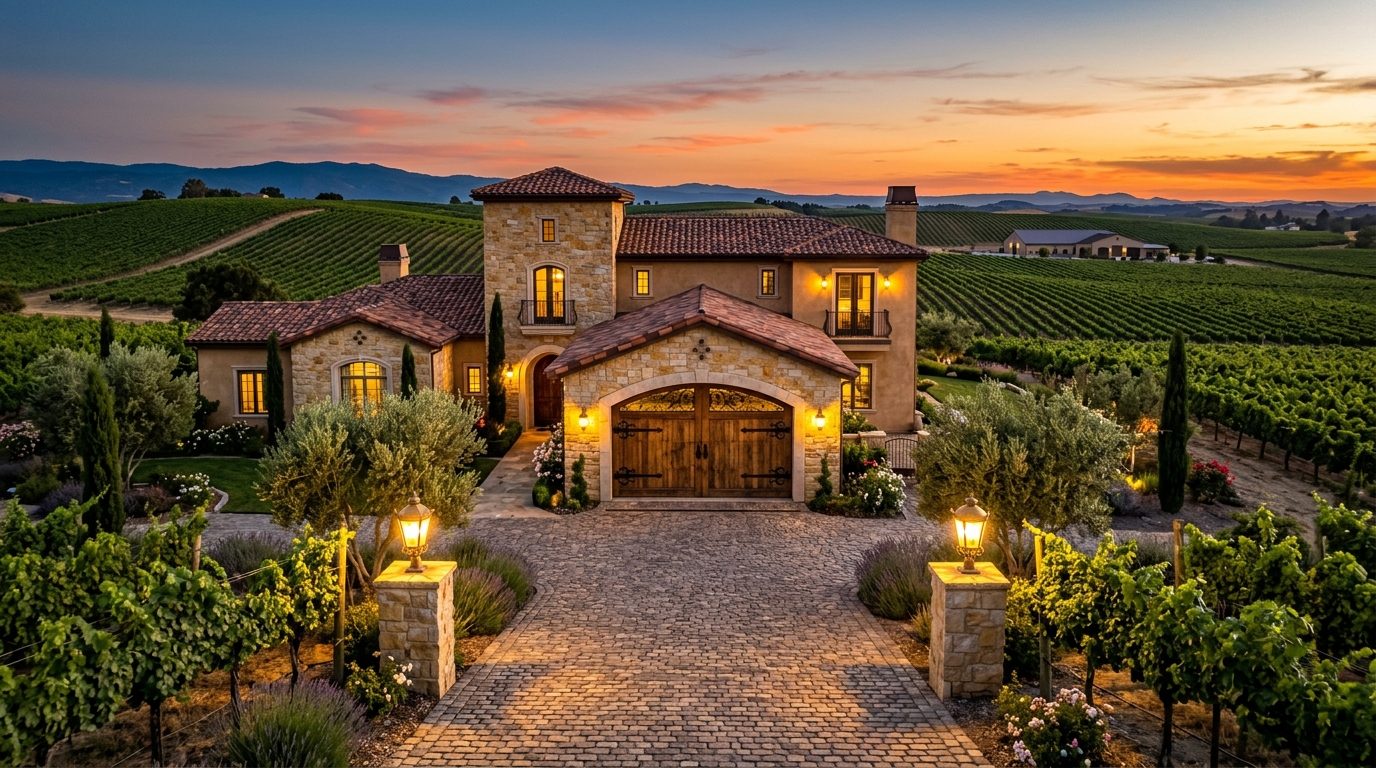 Long Garage Door Services Exterior Closed Garage Door at Twilight